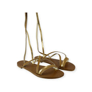 SANDALO FLAT CUOIO E ORO