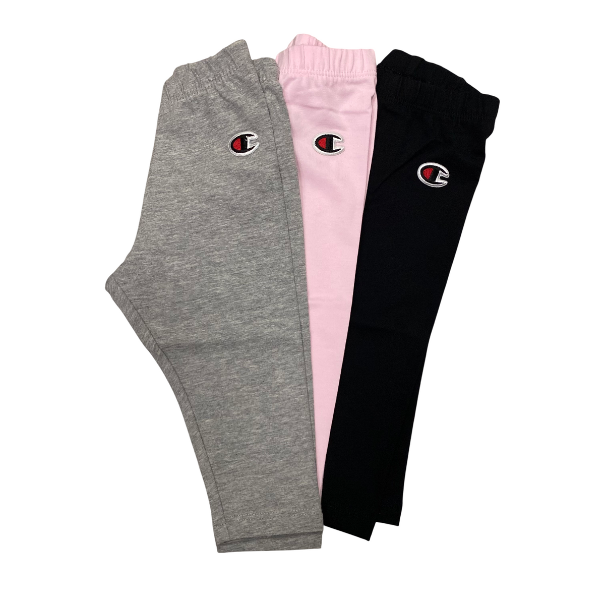Champion 3 pantaloni leggings da bambina 404975 KK002 nero-grigio-rosa