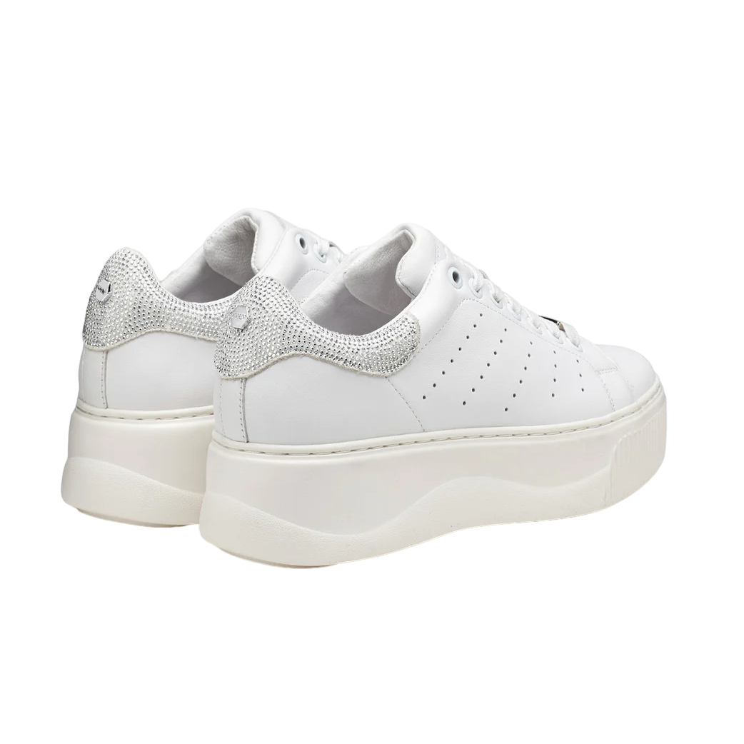 Cult scarpa sneakers da donna in pelle con applicazione glitter Perry 3162 CLW316220 bianco