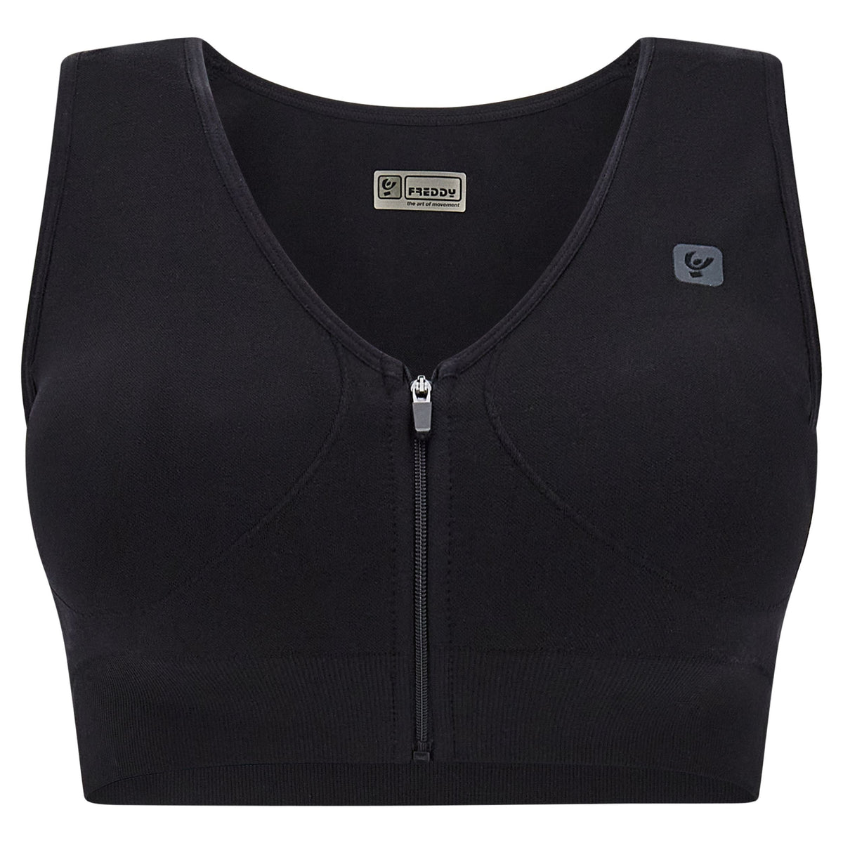 Freddy Top reggiseno sportivo in seamless zip e coppe removibili F2WSFB6N N nero