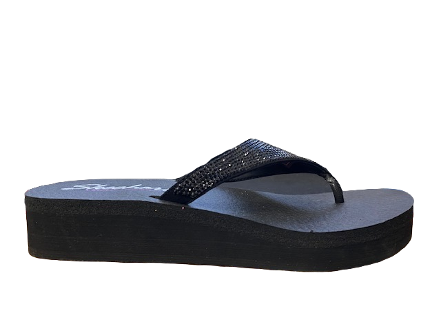 Skechers infradito donna con zeppa Vinyasa Nam On 38644/BBK black