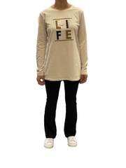 Hangar93 T-shirt manica lunga da donna con stampa Z6764D BUR01 burro