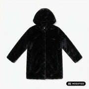 Censured Cappotto in ecopelliccia da donna con cappuccio CW1881TFRN5 90 nero