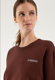Freddy Felpa cropped a girocollo comfort tinta in capo JOYC024X M79X chocolate fondant