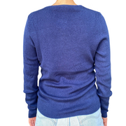 Yes Zee maglioncino cardigan da donna con collo dolcevita M059 0710 blu