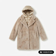 Bomboogie Cappotto lungo in ecopelliccia effetto lapin da donna Odessa Overcoat CW6570TFSB6 170 ostrica