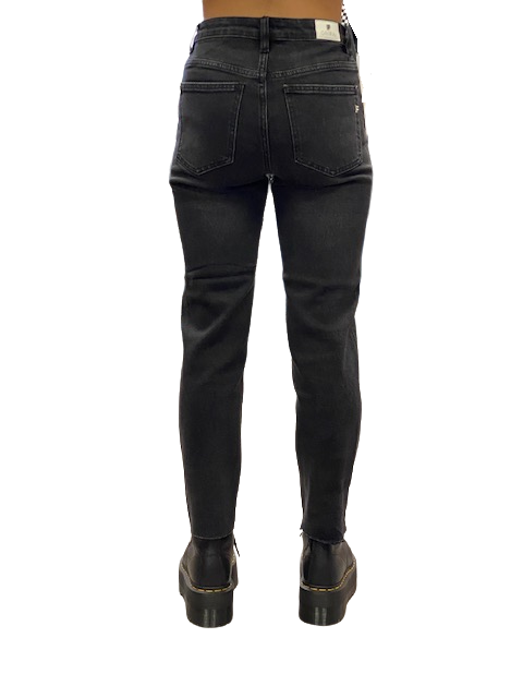 Griffai Pantalone Jeans da donna Mom Sfrangiato DGF2012 black